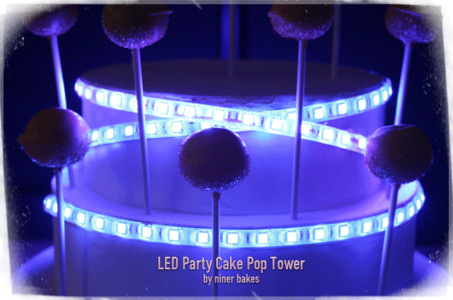 LED lights animation Cake Pops Tower Display by niner bakes