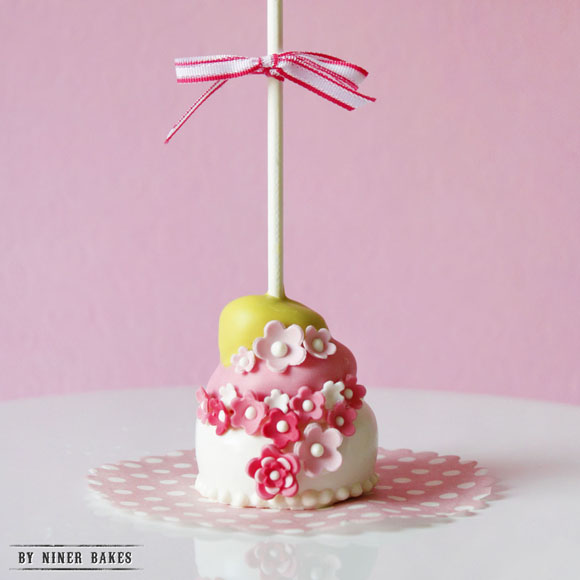 tiered topsy curvy cake - cake pops step by step tutorial by niner bakes