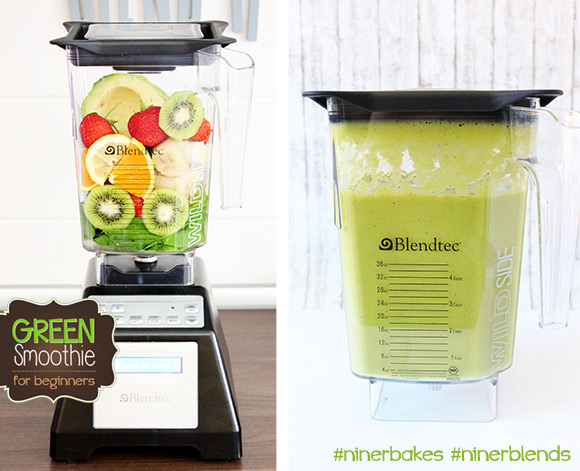 The formula to get your green on - Green Smoothies for beginners, easy recipes, testimony from niner bakes, niner blends. How to make green smoothies with your Blendtec, best blender in the world. Before and After blending