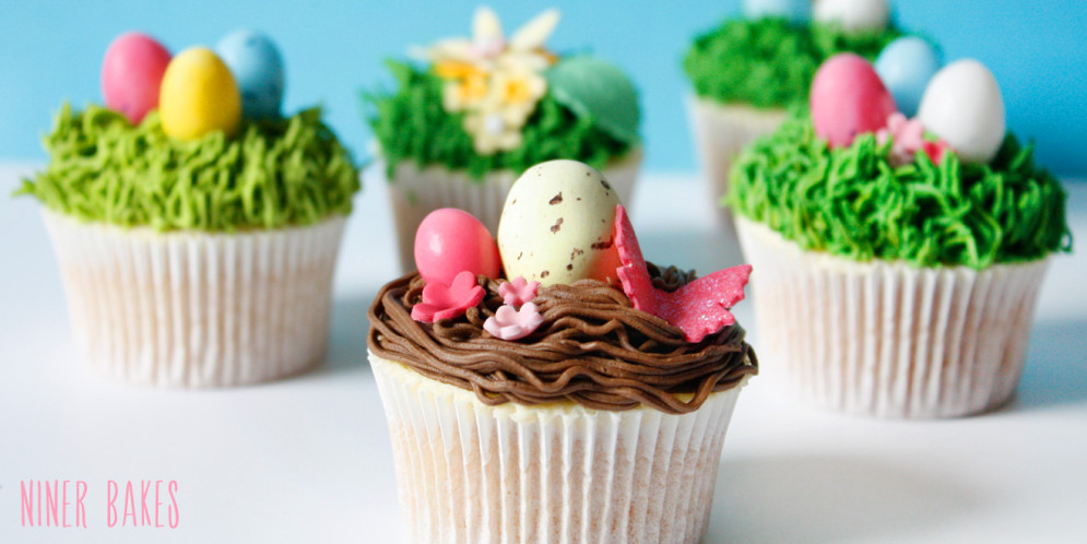 “Happy Easter” Treats: Easter Nest Cupcakes with Easter Eggs | niner bakes